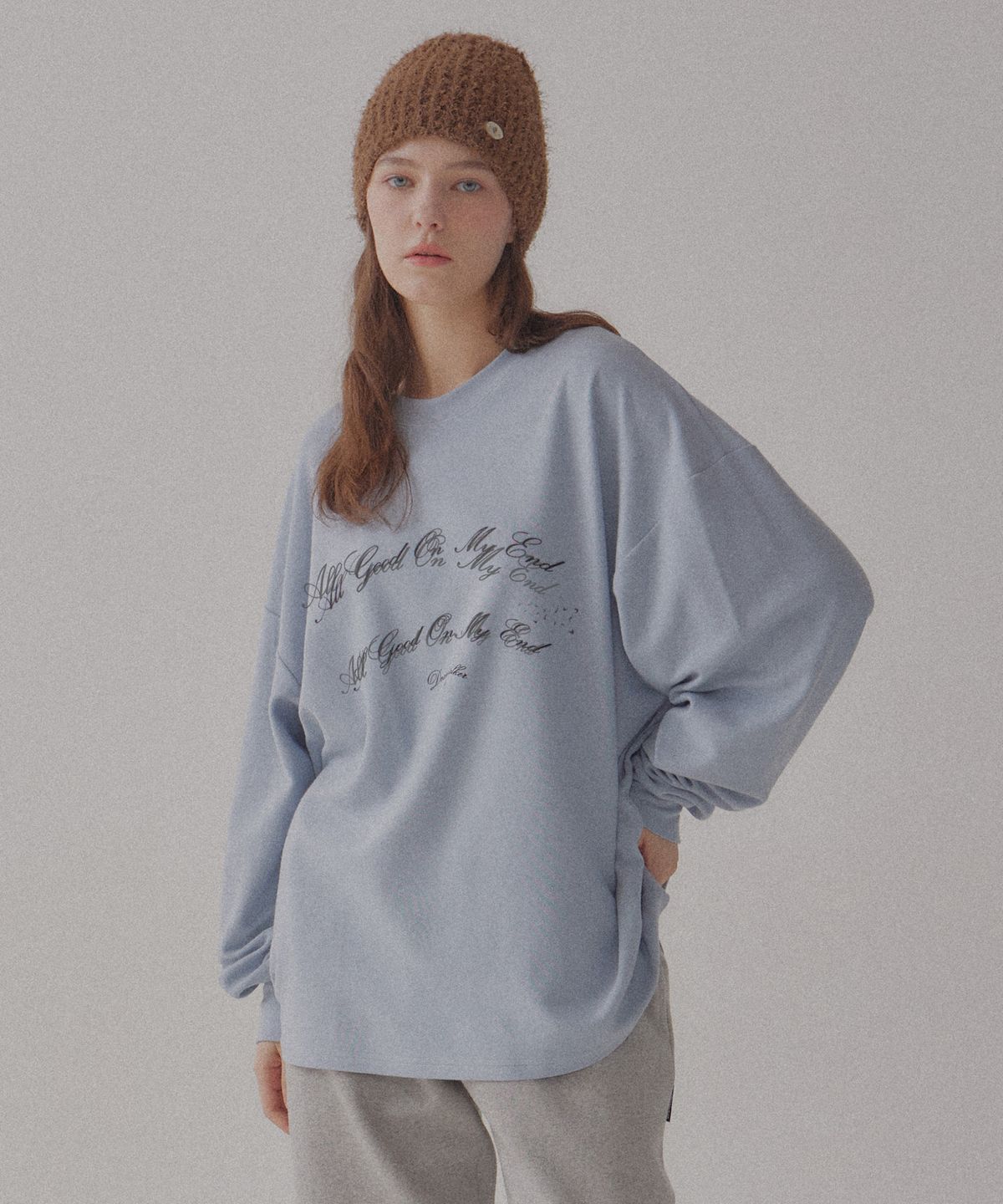 디어스토커(DEARSTALKER) ALL GOOD LETTERING LONG SL T - BABY BLUE
