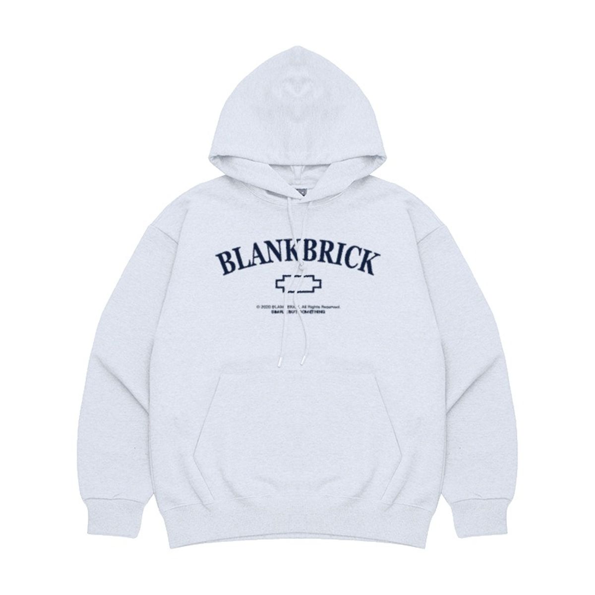 블랭크브릭(BLANKBRICK) [기모선택] 로고 레터링 후디 멜란지 화이트