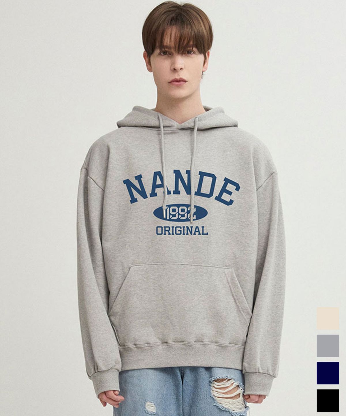 난데(NANDE) 오리지널 프린팅 오버핏 후드티 4color