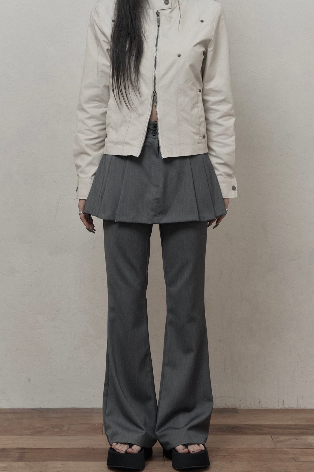 送料/関税込 ●KHAKIPOINT● Skirt Layered Bootcut Pants MUSINSA | KHAKIPOINT Skirt Layered Bootcut Pants (black)