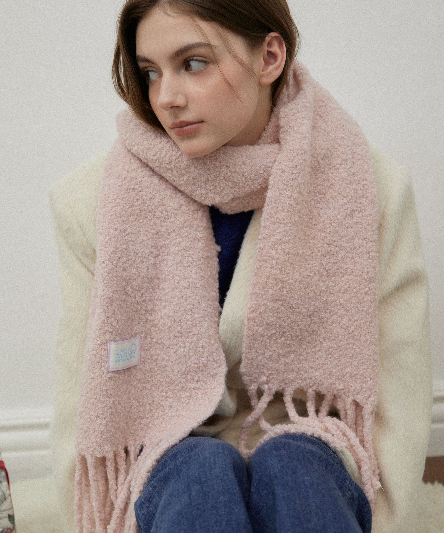 ●TATIANA● Rustic Weave Check Wool Blended Muffler MF8128 5 MUSINSA | TATIANA Snug Checked Wool Blended Muffler MF8108 Blue