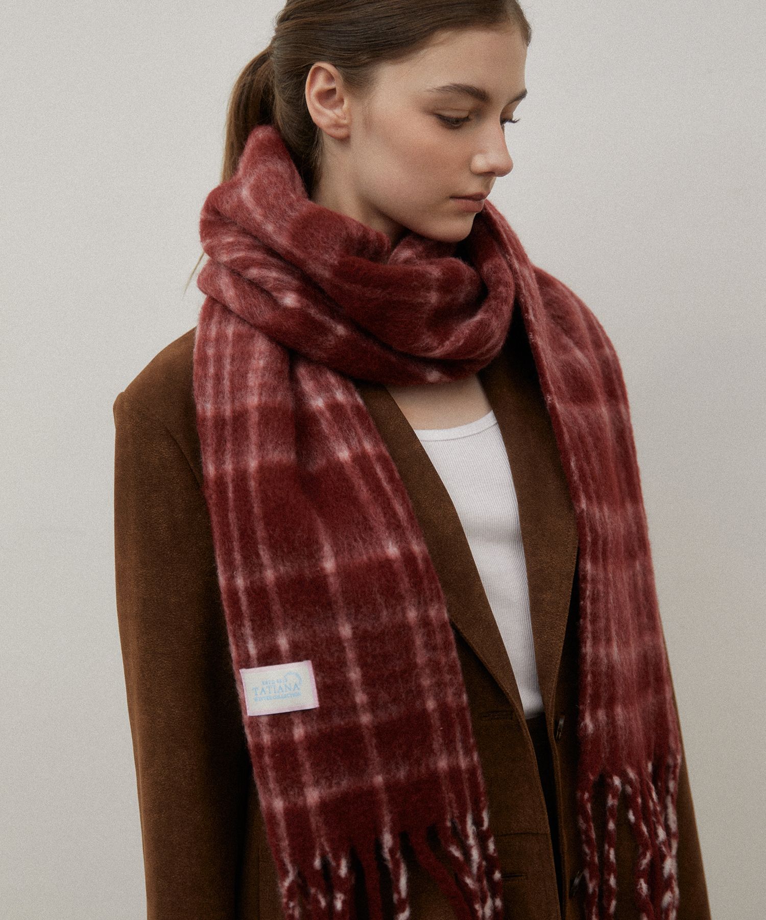 【TATIANA】Snug Checked Muffler MF8108〜ロングマフラー MUSINSA公式 | TATIANA Snug Checked Wool Blended Muffler