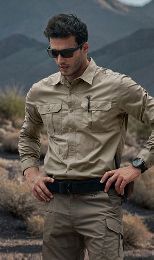 스판 아웃도어 택티컬 긴팔셔츠 가슴포켓