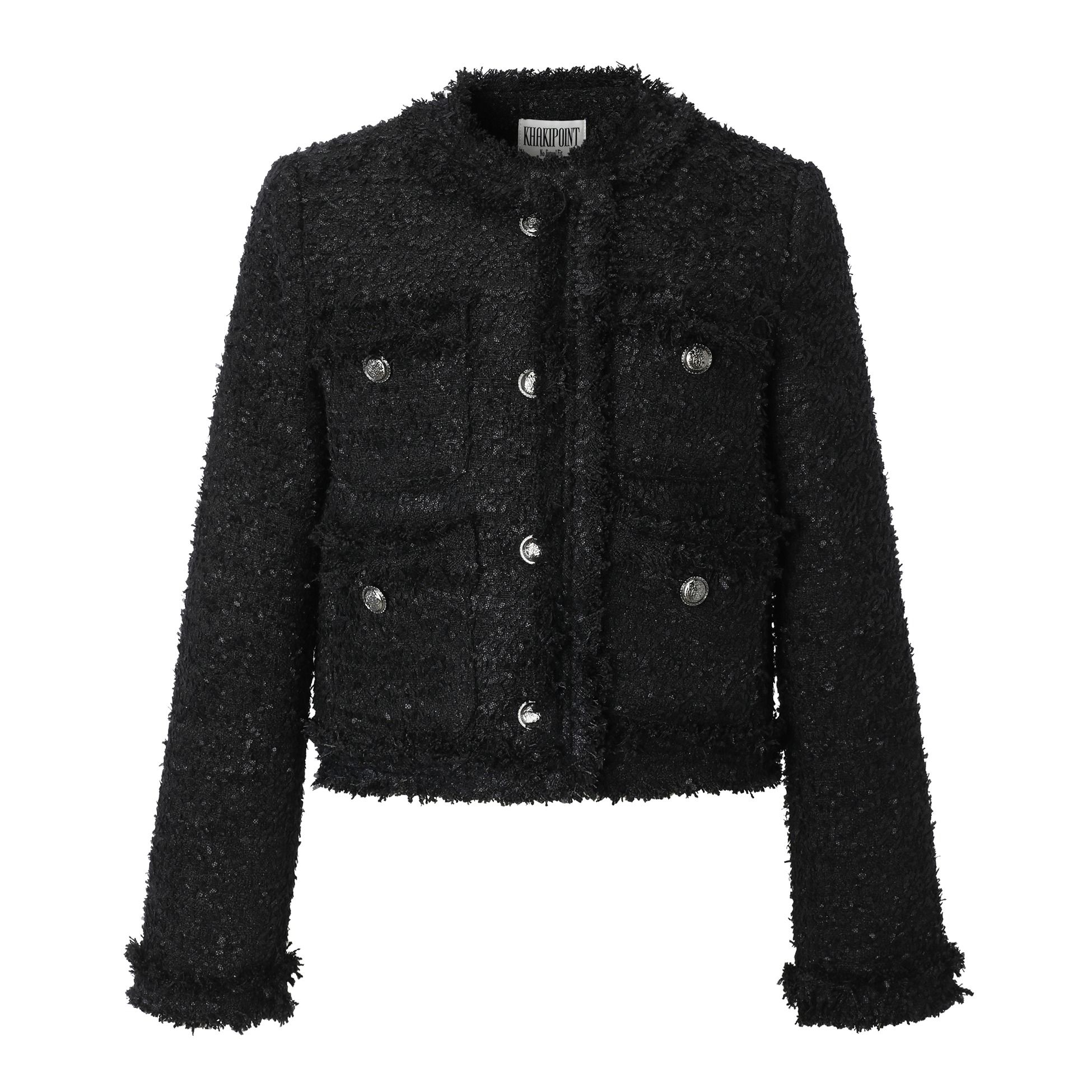 ◇KHAKIPOINT◇ Antique Crop Tweed Jacket black MUSINSA | KHAKIPOINT Antique Crop Tweed Jacket (black)