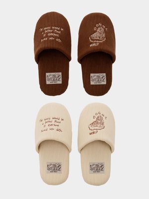 도기 코듀로이 겨울 룸슈즈 실내화 (더스트백 포함)