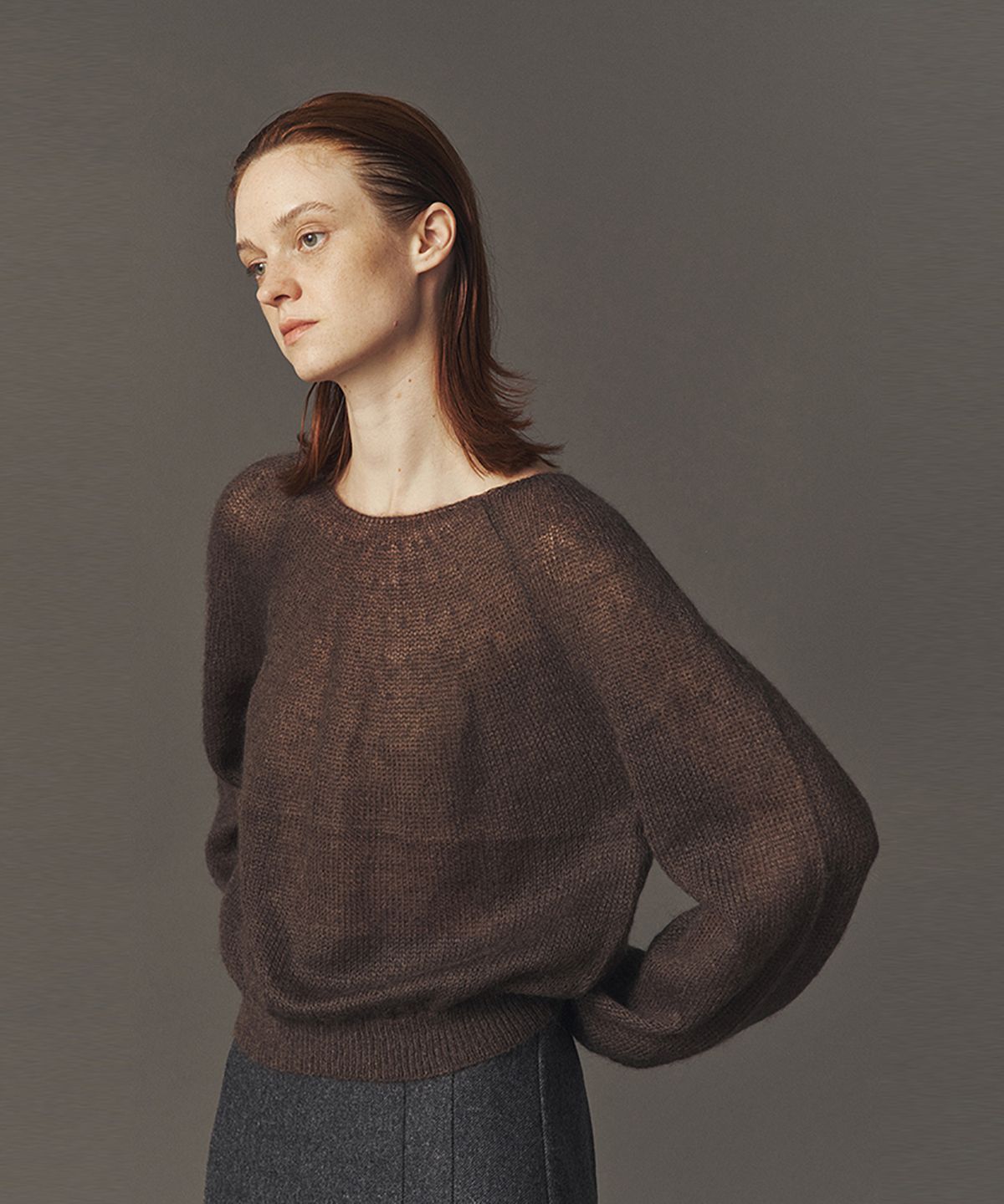 아위(AHWE) WOOL BLEND PULL-OVER_K BROWN