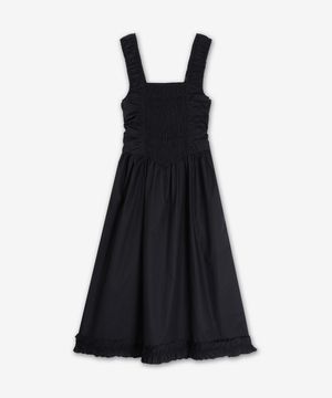 코튼 포플린 미디 스트랩 원피스 - 블랙 / F9344099