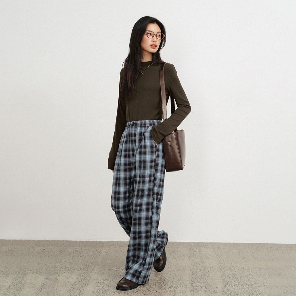 랭썬(LANGSON) LS_Casual blue check banding pants