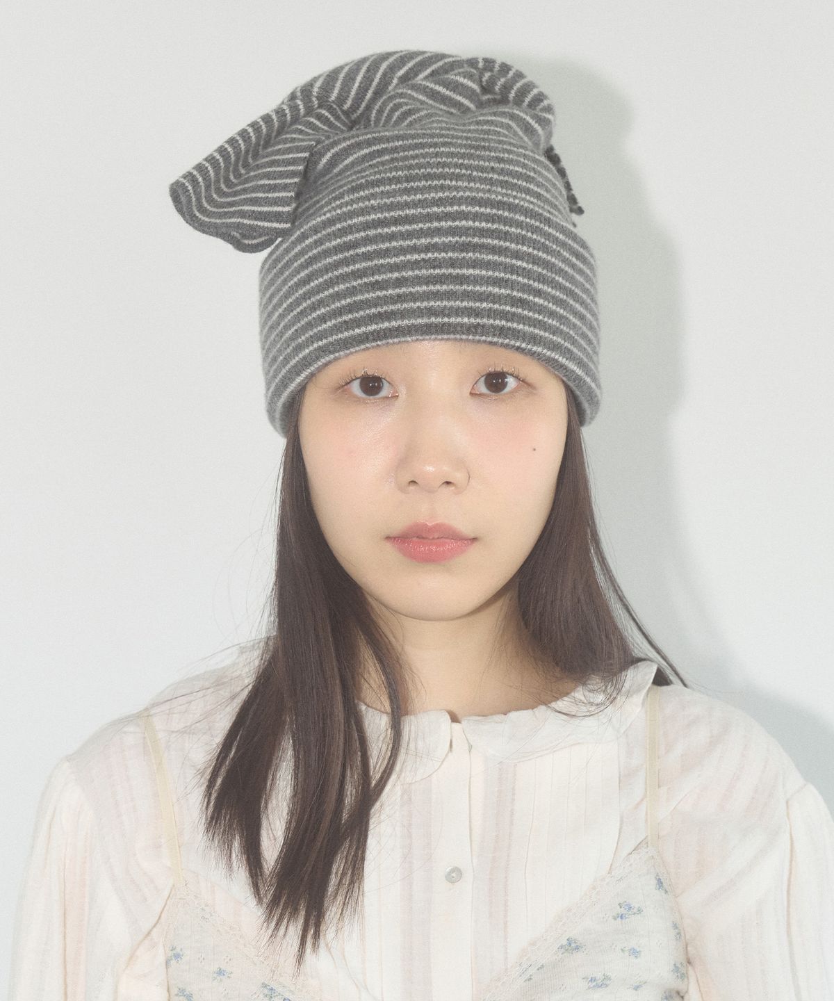 펀프롬펀(FUNFROMFUN) KNOTTED BEANIE, GREY+IVORY