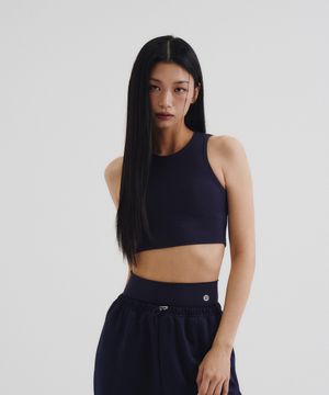 소프트 텐션 크롭탑 네이비