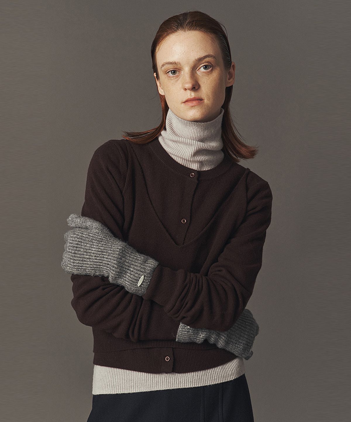 아위(AHWE) WOOL KNIT GLOVES_MISTY GREY