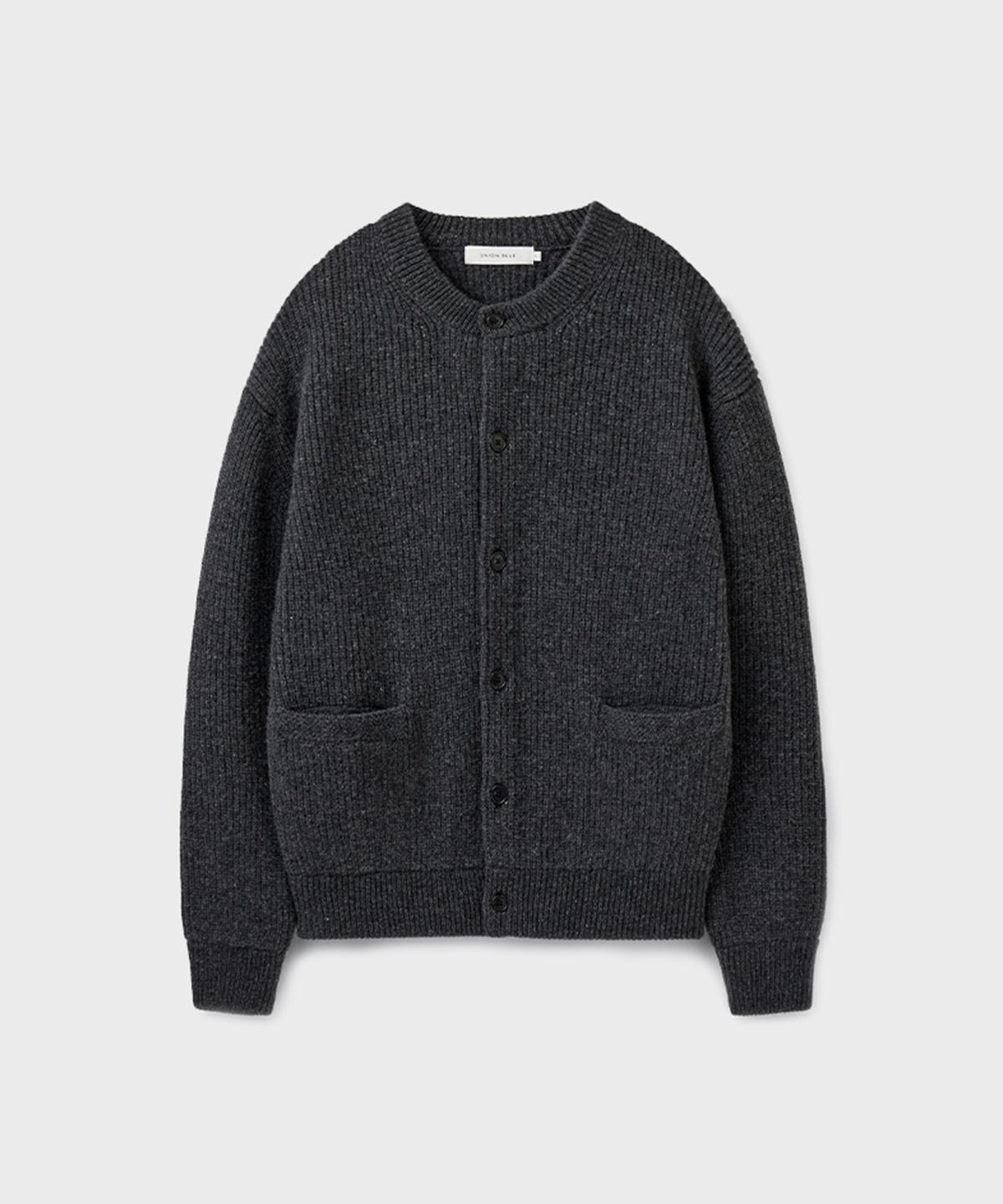 유니온블루(UNION BLUE) HUNTER HEAVY WOOL ROUND CARDIGAN [CHARCOAL]