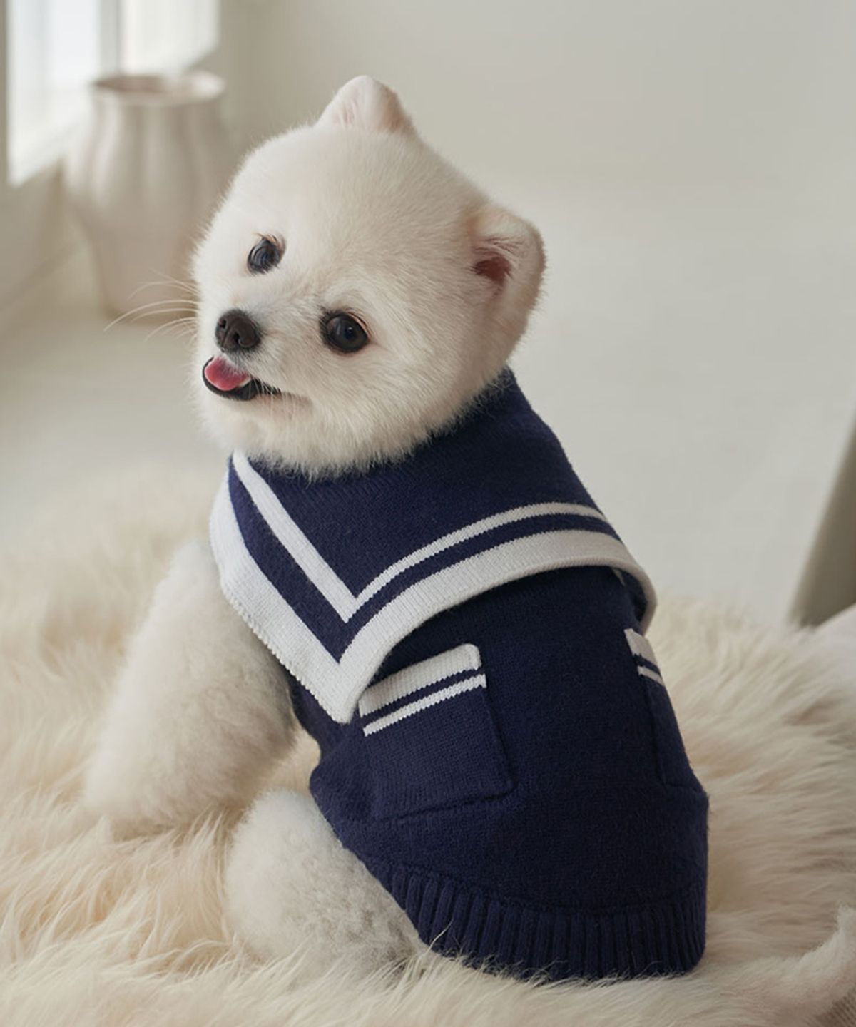 베일리(BAILEY) 강아지 겨울옷 세라 포켓 니트 네이비
