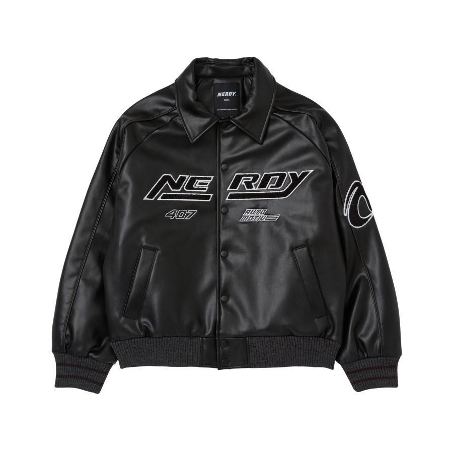 ☆NERDY☆ Eco Leather Racing Jacket Black MUSINSA | NERDY Eco Leather Racing Jacket Black