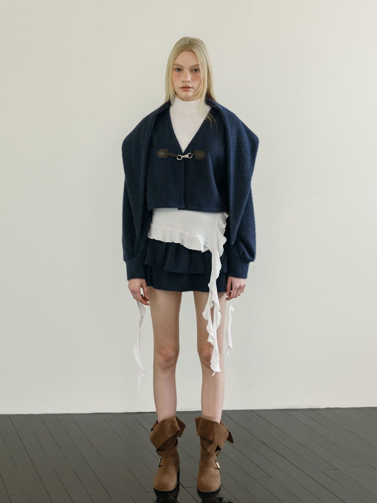 모이페어(MOIFAIRE) SNOWFLAKE TIERED SKIRT PANTS / NAVY