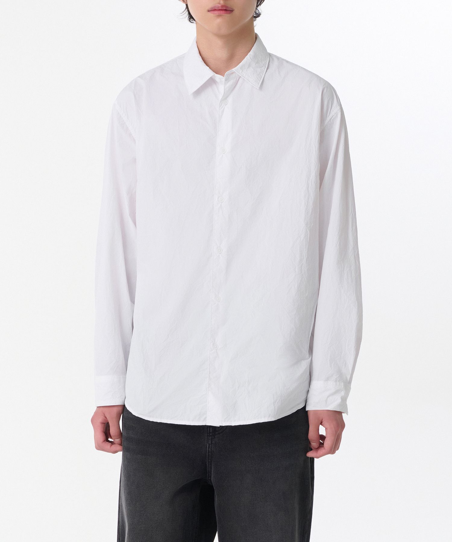 ★MUSINSA STANDARD★ Relaxed nylon crease shirt white MMDSH1 MUSINSA | MUSINSA STANDARD Relaxed Nylon Crease Shirt [White]