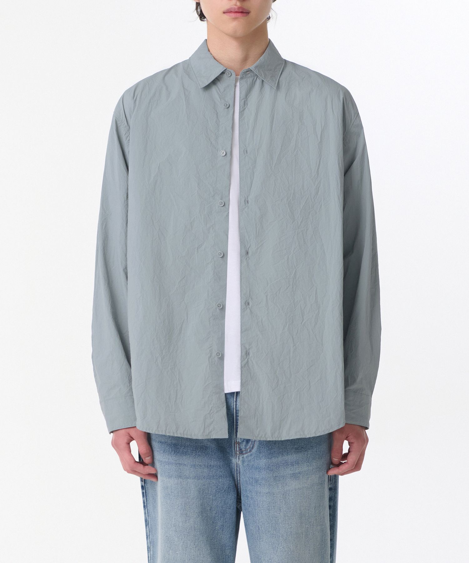 ★MUSINSA STANDARD★ Relaxed nylon crease shirt white MMDSH1 MUSINSA | MUSINSA STANDARD Relaxed Nylon Crease Shirt [White]