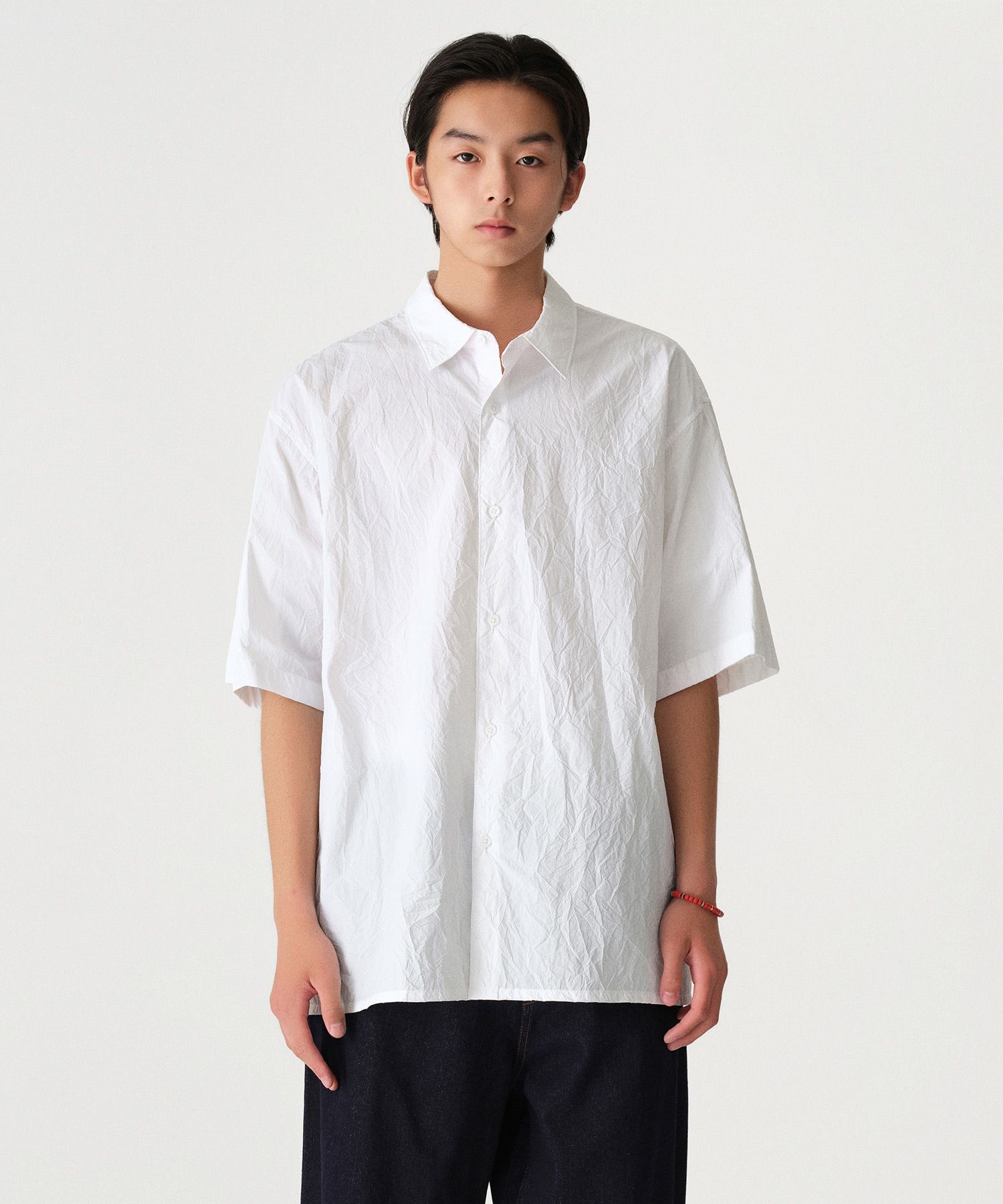 ★MUSINSA STANDARD★ Relaxed nylon crease shirt white MMDSH1 MUSINSA | MUSINSA STANDARD Relaxed Nylon Crease Shirt [White]