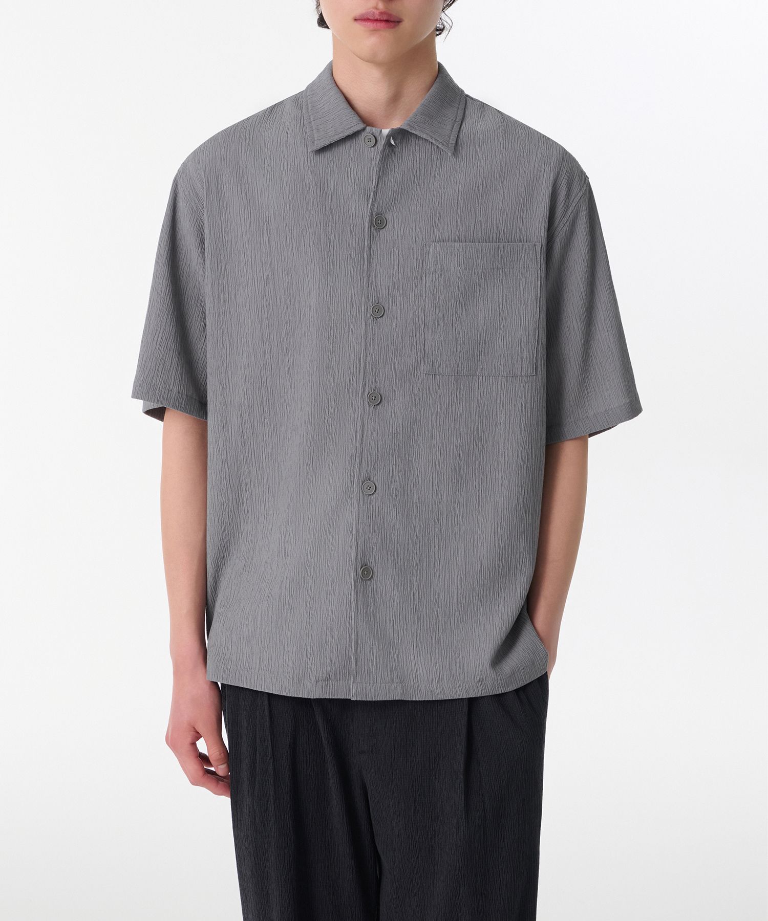 ★MUSINSA STANDARD★ Crinkle Relaxed Short Sleeve Shirt Gray MUSINSA | MUSINSA STANDARD Crinkle Relaxed Short Sleeve