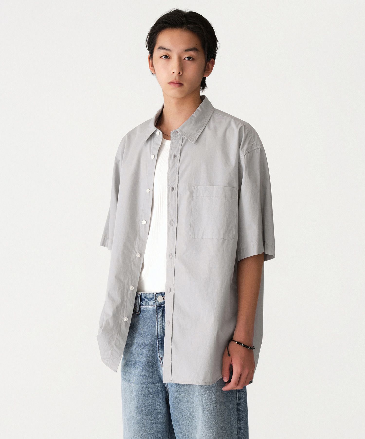 ★MUSINSA STANDARD★ Relaxed soft poplin shirt warm ash grey MUSINSA | MUSINSA STANDARD Relaxed Washed Poplin Short