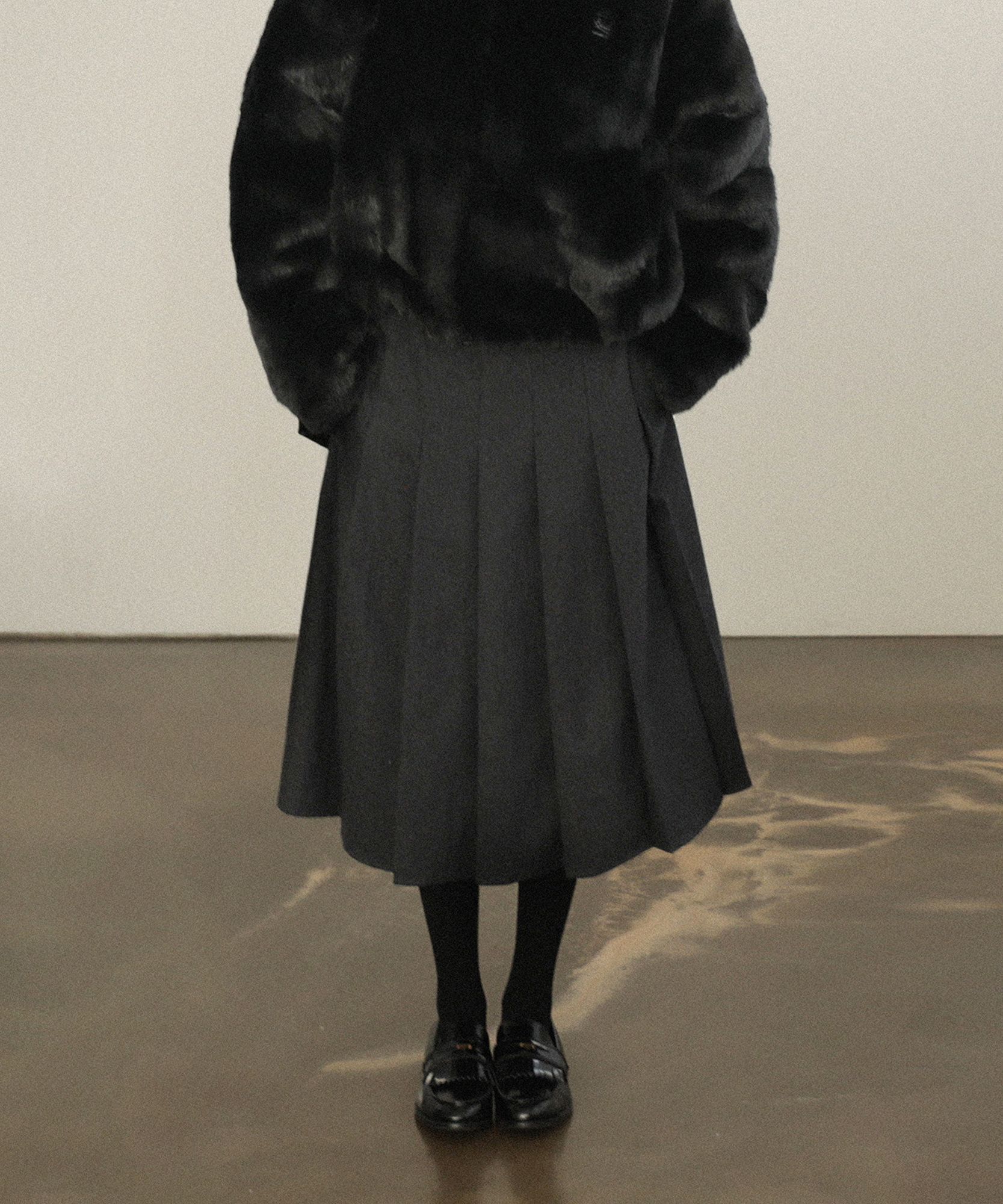 ◆BADBLOOD◆ 101 Midi Pleated Skirt Wool Grey w-skt24-053 MUSINSA | BADBLOOD 101 Midi Pleated Skirt - Wool Grey
