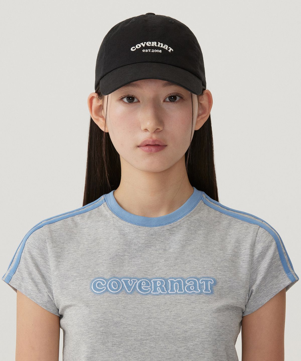 커버낫 우먼(COVERNAT WOMAN) [스탠다드 핏] 클로버하트 아치 쿠퍼 로고 볼캡 Black