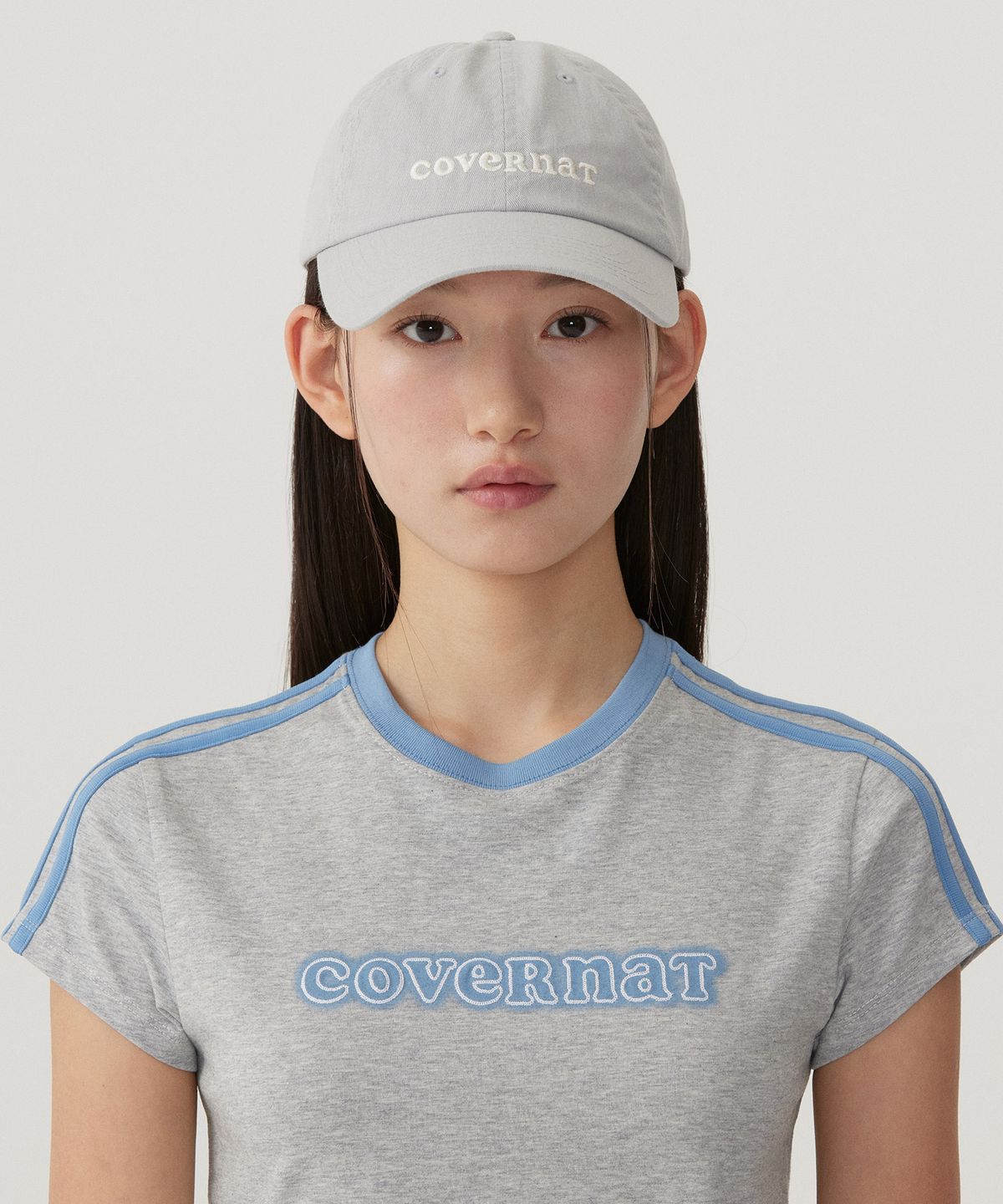 커버낫 우먼(COVERNAT WOMAN) 클로버하트 쿠퍼 로고 볼캡 Light Blue