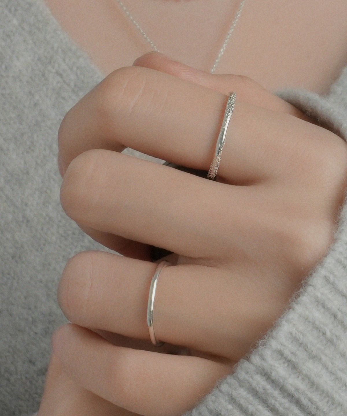 포스트루드(POSTLUDE) [SET][SILVER] TEXTURED TWIST RING