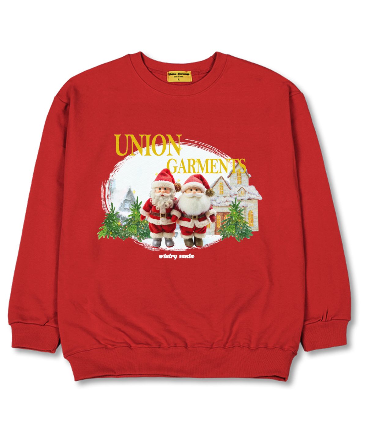 유니온가먼츠(UNION GARMENTS) 투산타 오버핏 맨투맨 크리스마스 티셔츠 [쭈리]레드