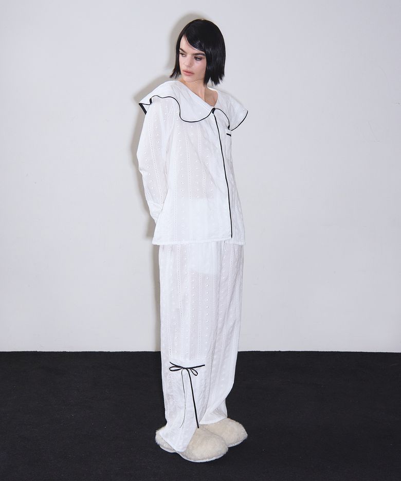 리본 포켓 파자마팬츠 (White)