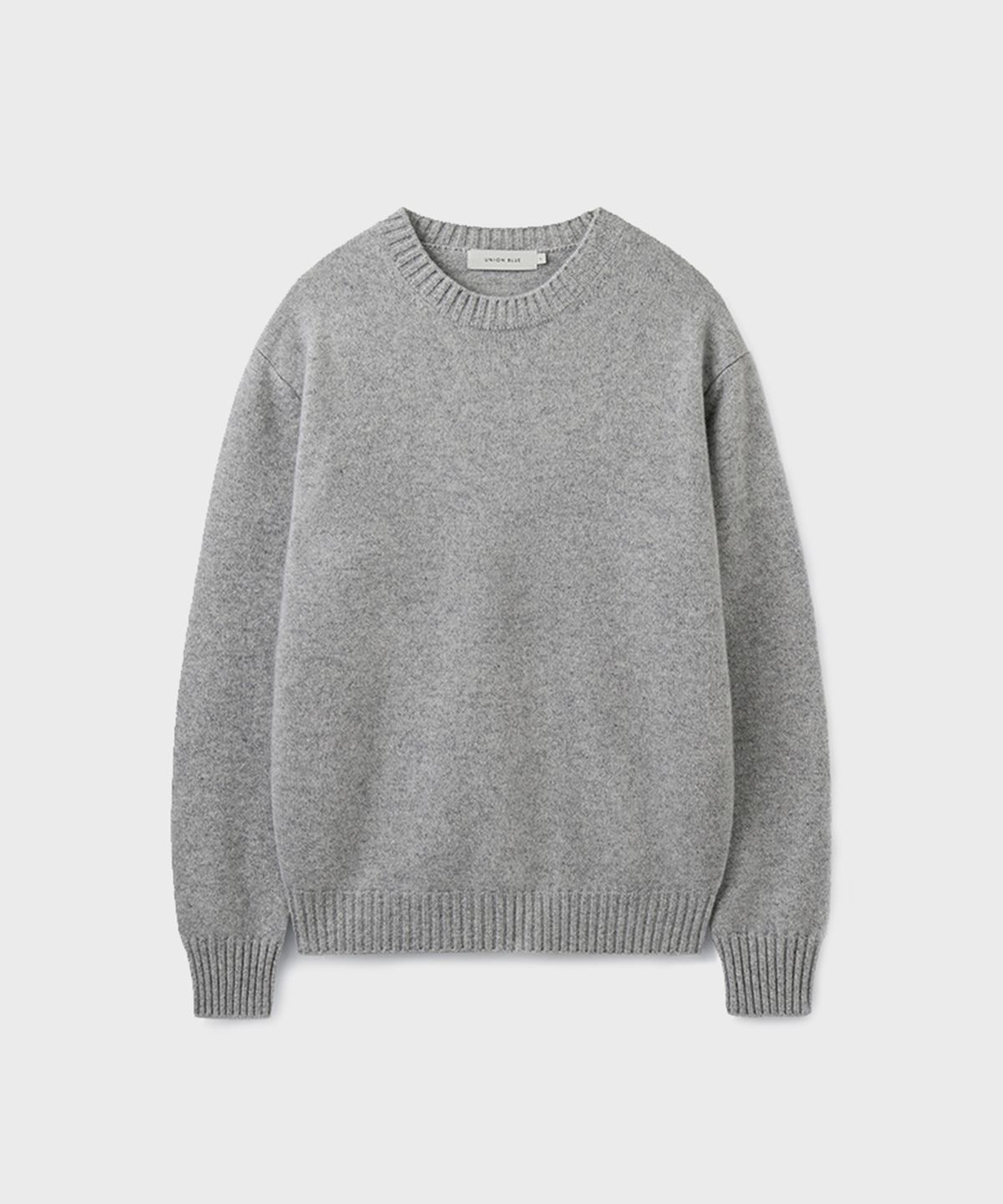 유니온블루(UNION BLUE) CASHMERE WOOL CREWNECK KNIT [MELANGE LIGHT GRAY]