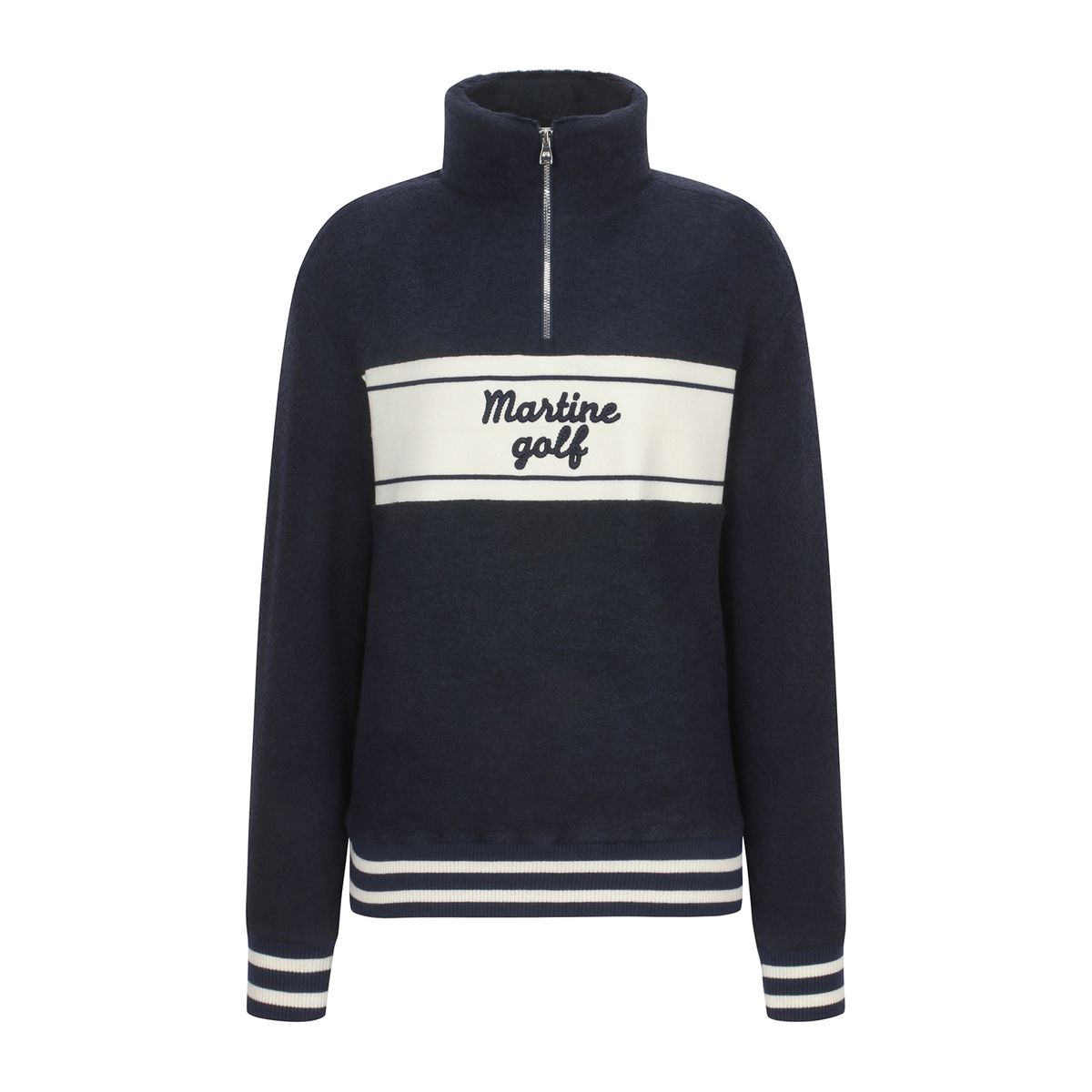 마틴골프(MARTINE GOLF) Logo Jacquard Fur Knit_NAVY
