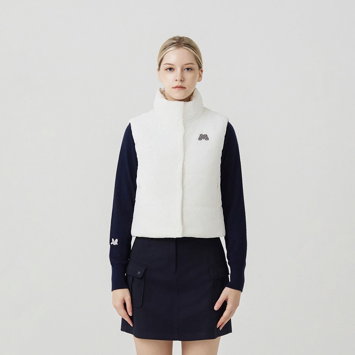 마틴골프(MARTINE GOLF) Boucle Crop Padding Vest_IVORY