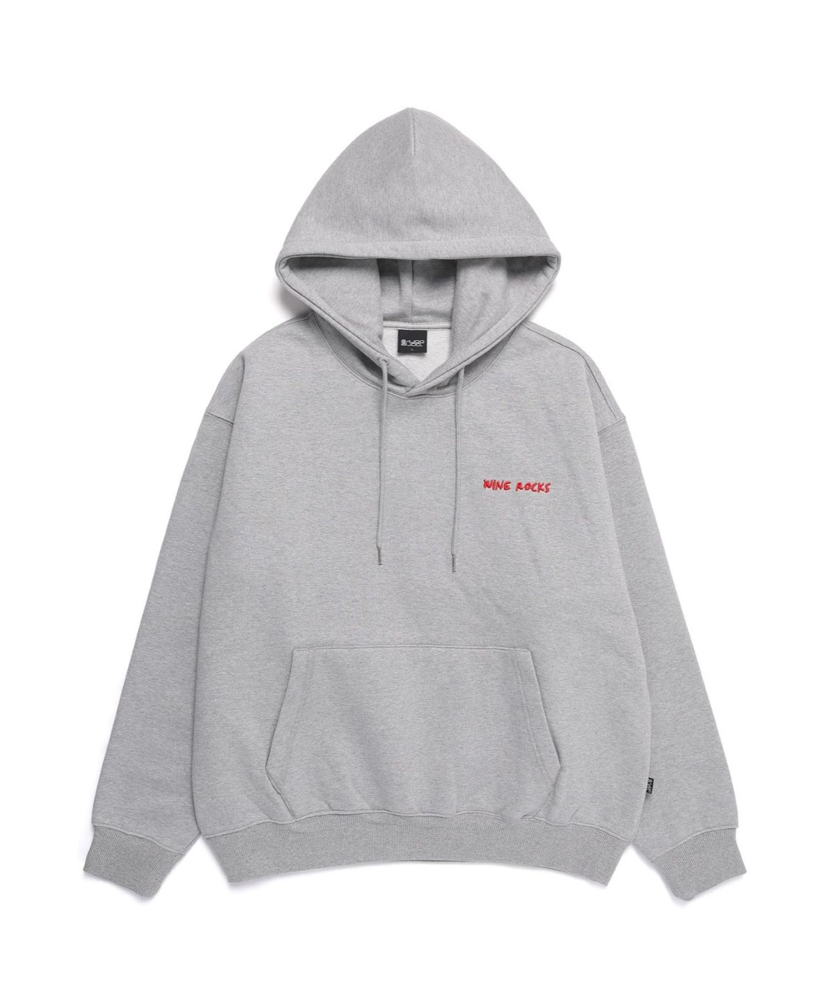 바쥬비쥬(BAJOO BIJOO) WINE ROCKS EMBROIDERY OVER-FIT HOODIE [GREY]