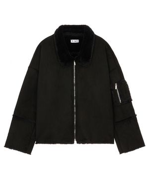 얼킨 오버사이즈 퍼 스웨이드 무스탕_블랙