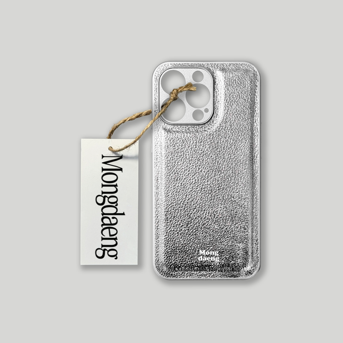 몽댕(MONGDAENG) Mongdaeng Simple Color Case Silver 기본 인조가죽 PU 케이스