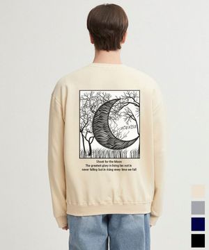 초승달 프린팅 맨투맨 오버핏 4color