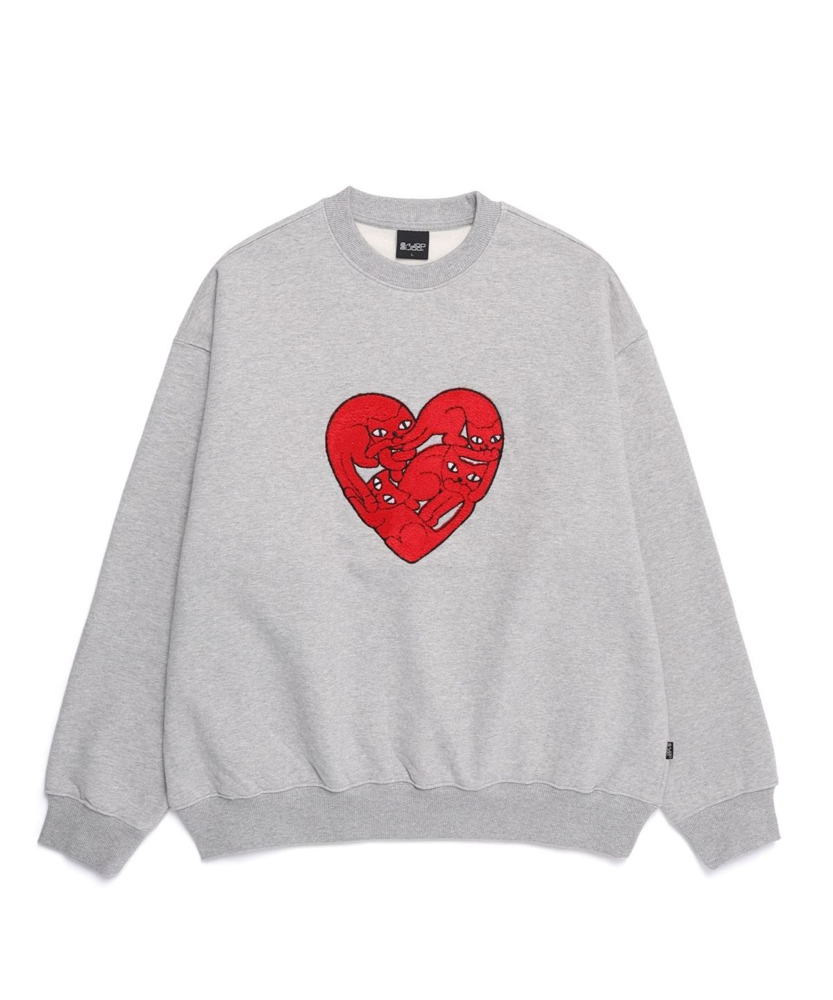 바쥬비쥬(BAJOO BIJOO) HEART CAT SWEATSHIRT [GREY]