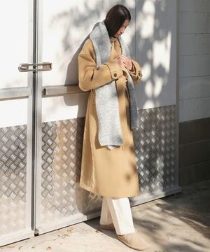 BELTED OVERSIZ WOOL COAT / BEIGE