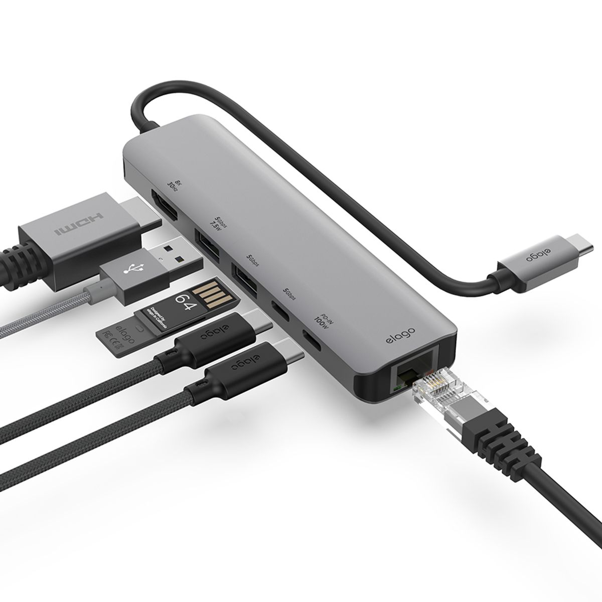 엘라고(ELAGO) 6in1 USB-C타입 HDMI 8K 멀티 허브 어댑터
