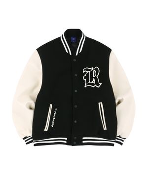 R 올드스쿨 헤비 바시티자켓 (블랙)