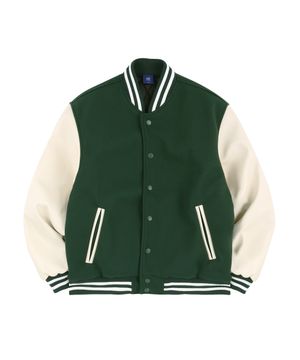 오디너리 헤비 바시티자켓 (딥 그린)