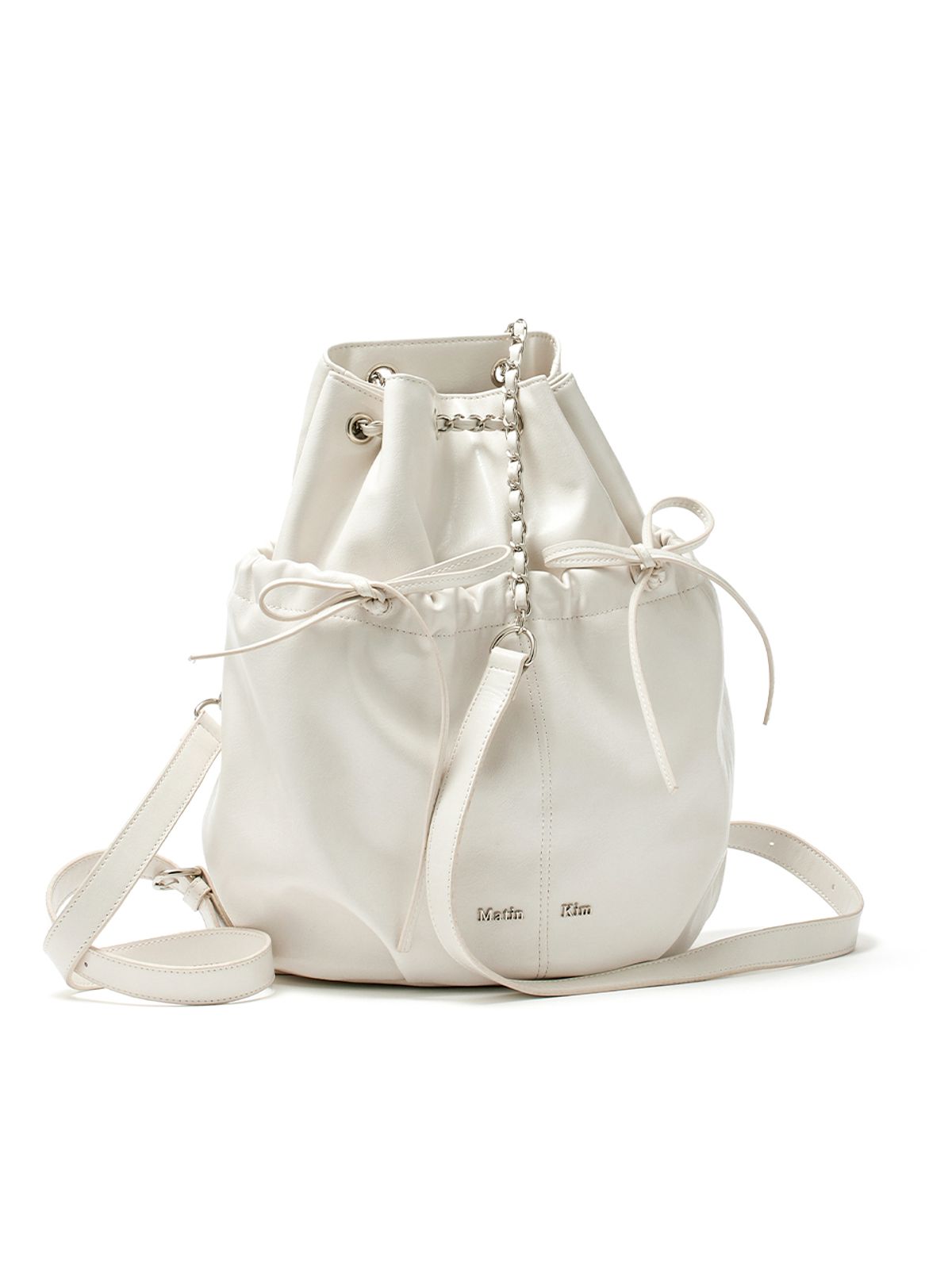 마뗑킴(MATIN KIM) DRAW STRING RIBBON BACK PACK IN IVORY