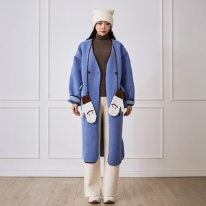 콤비 플리스 롱 자켓