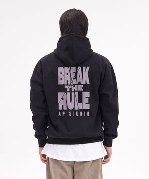 브레이크 더 룰 오버핏 와이드 숄더 후디_블랙
