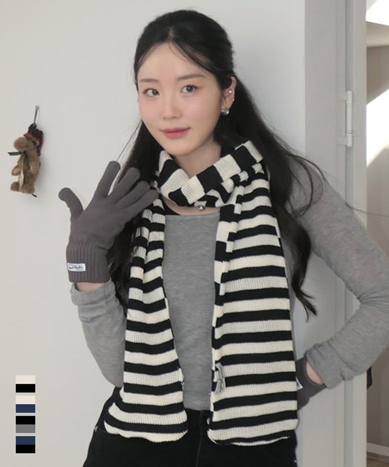 [젤라비 Pick] 클래식 미니멀 스트라이프 머플러 4color
