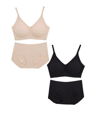 [2PACK] 나일론골지 패드고정형 후크형 브라팬티 세트