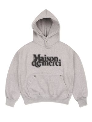 [기모]우먼즈 블러 로고 스냅 포인트 크롭 후드 멜란그레이(FCE1TS303W)