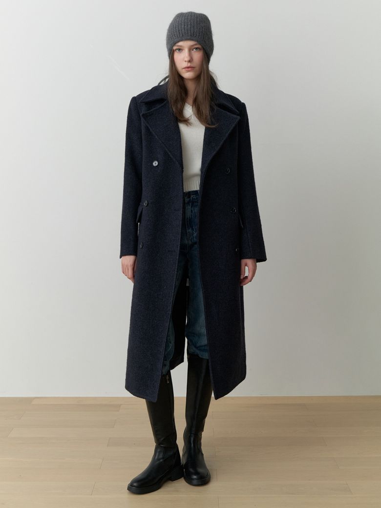 Note double wool coat (navy)