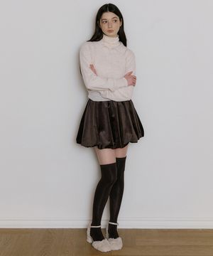 WIR VELVET BALLOON MINI SKIRT ASH BROWN